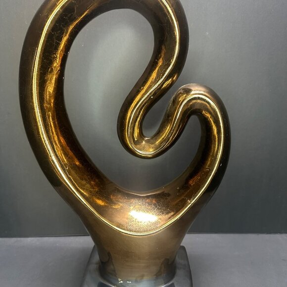 Three Hands Abstract Sculpture Table Top Display Gold Ceramic Home Decor 16.5" - Picture 4 of 10